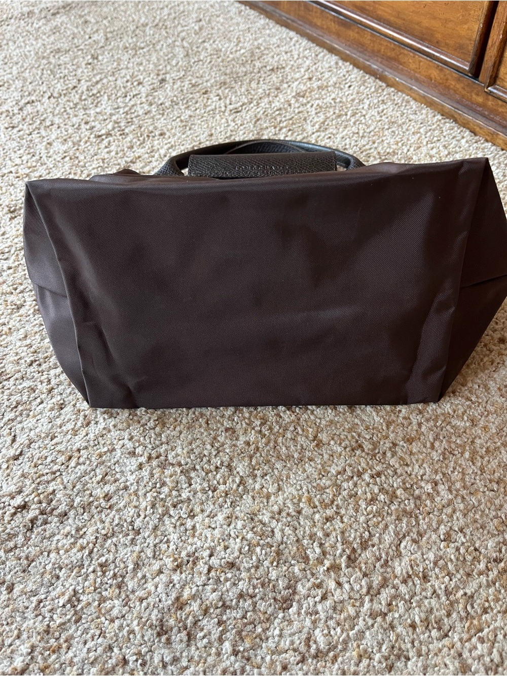 Longchamp Le Pliage Small Top-Handle Tote in Brown w/silver hardware Great! - Picture 12 of 16